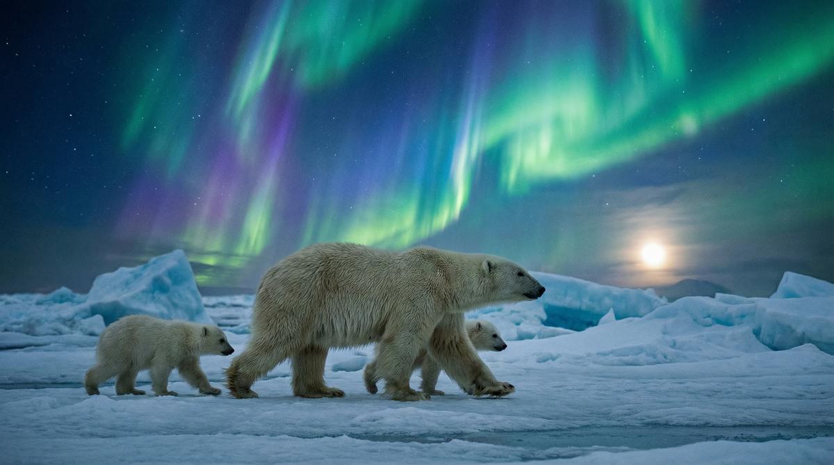 无忧传媒北极熊视频 - 极光下的母子视频